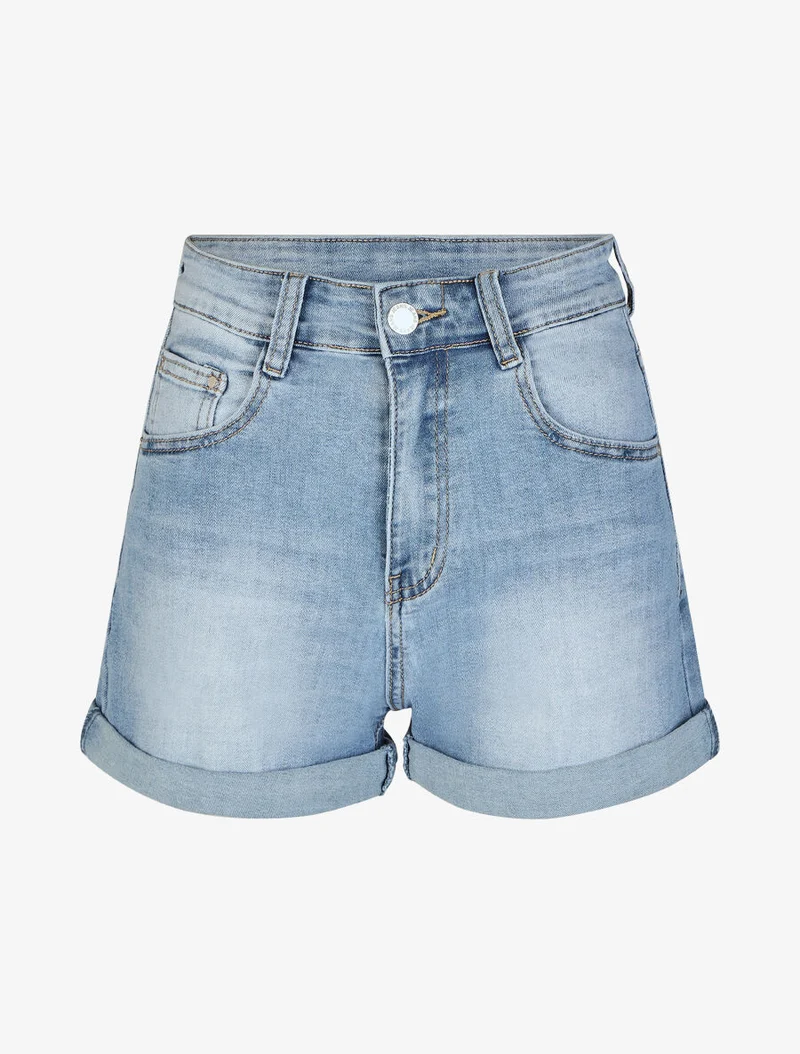 Gerade geschnittener Shorts mit Umschlag - Blau