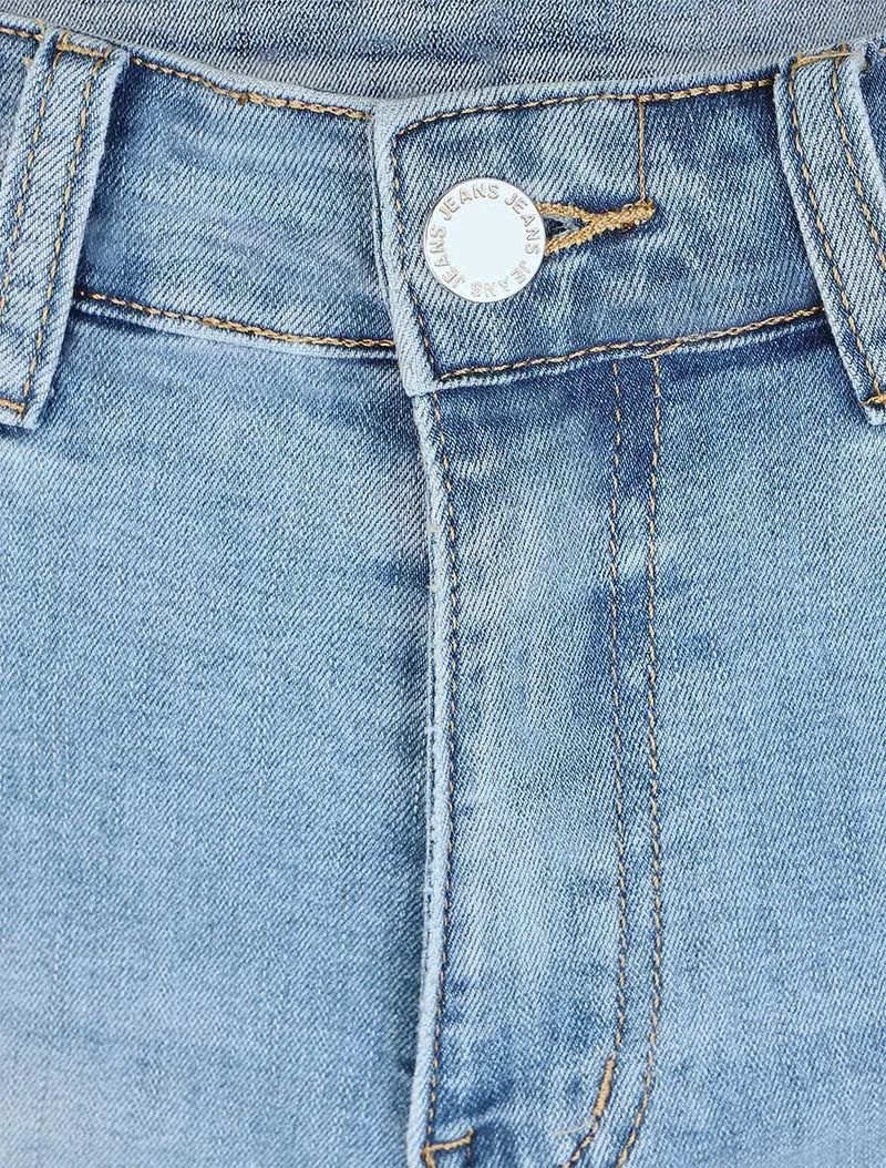 Gerade geschnittener Shorts mit Umschlag - Blau