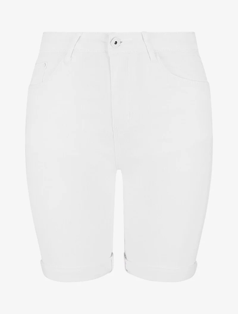 Bermuda Push-up einfarbig gerader Schnitt - Weiß