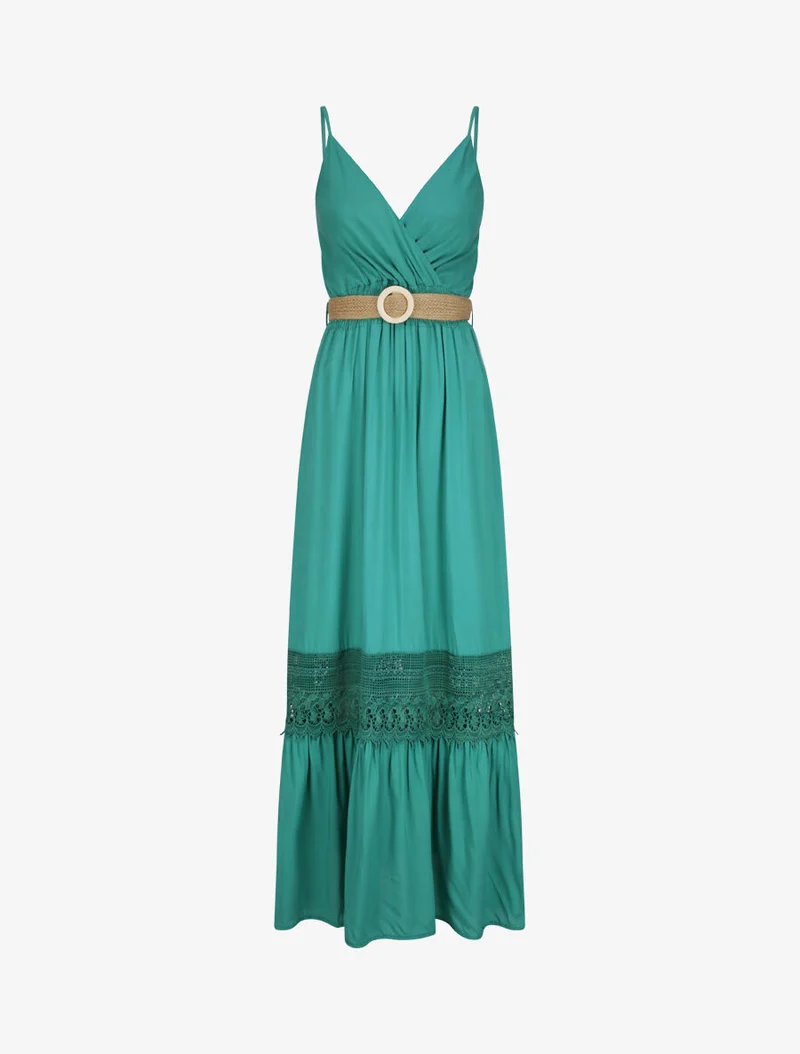 Empire-Taille figurbetontes langes Kleid - Grün