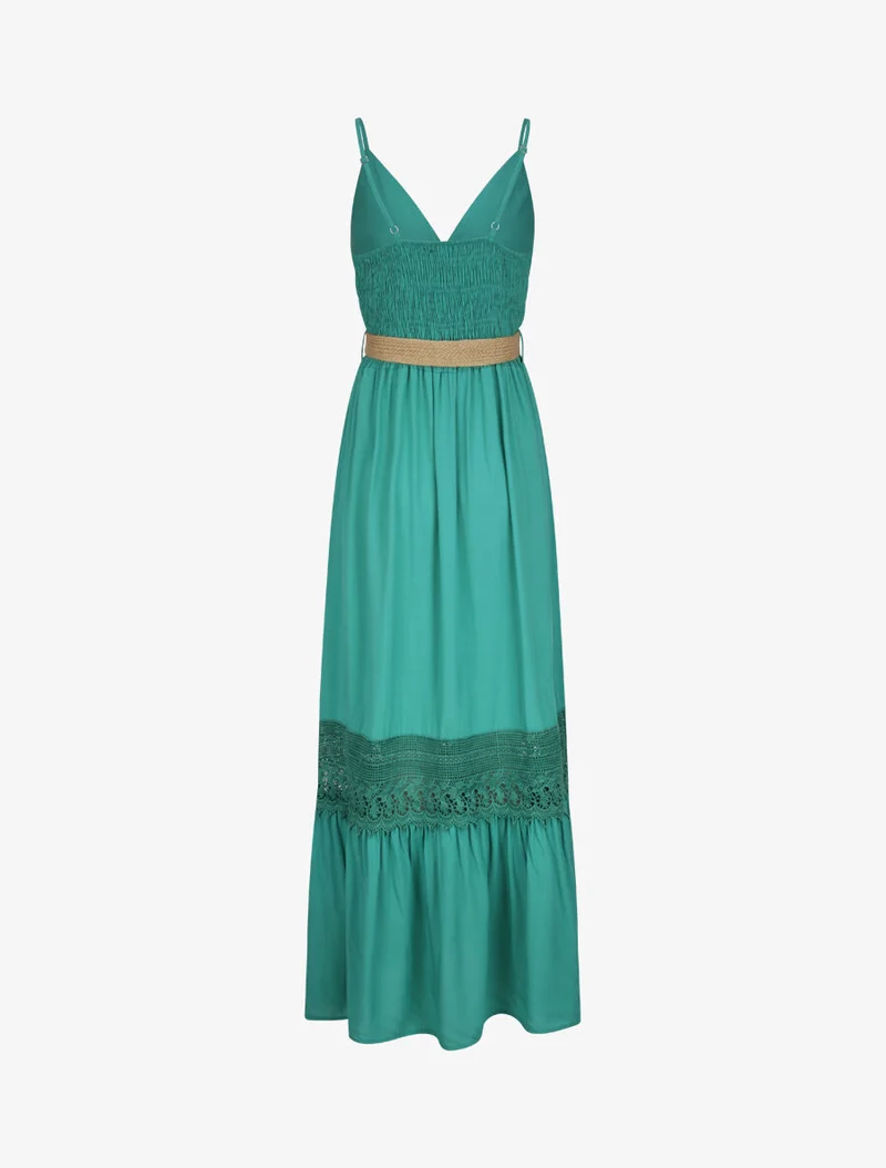 Empire-Taille figurbetontes langes Kleid - Grün