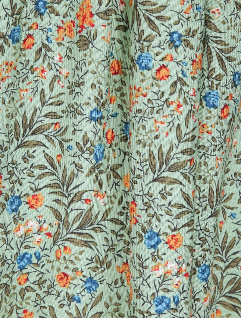 Mittelanges Skaterkleid mit ländlichem Blumenmuster - Lindgrün