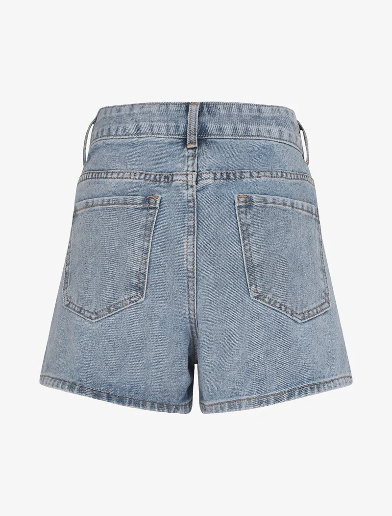 Mini-Shorts mit Trompe-l'œil-Effekt - Hellblau