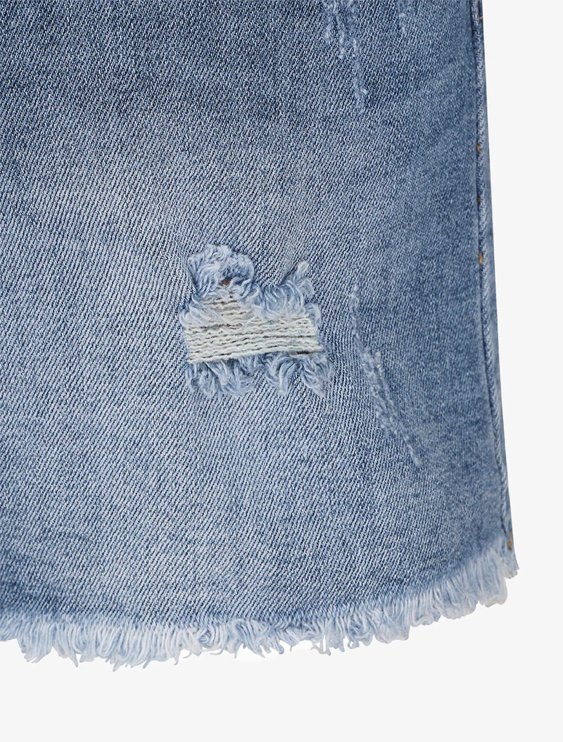 Leicht zerrissene Minishorts - Denimblau
