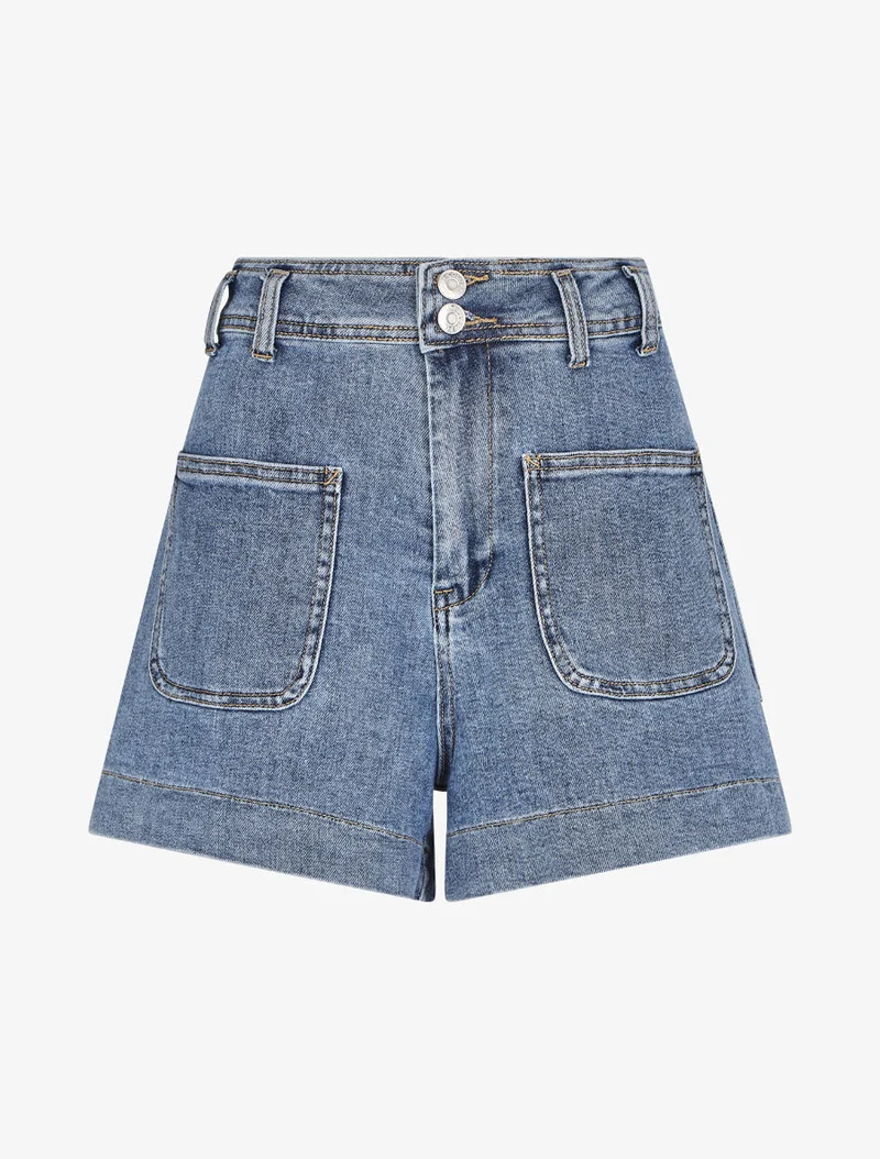 Mini-Short im A-Linien-Schnitt - Denimblau