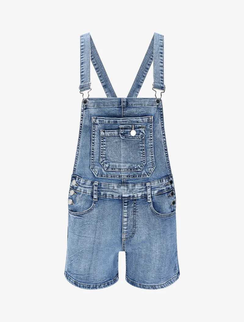 Jeans-Short-Latzhose - Blau