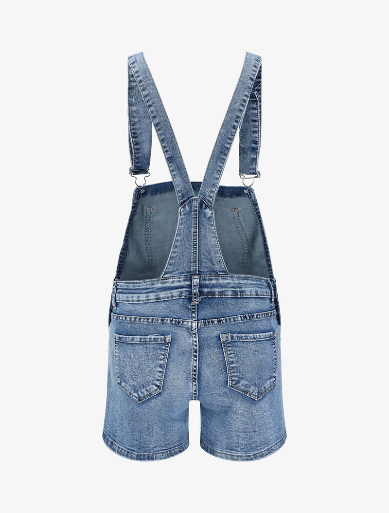 Jeans-Short-Latzhose - Blau