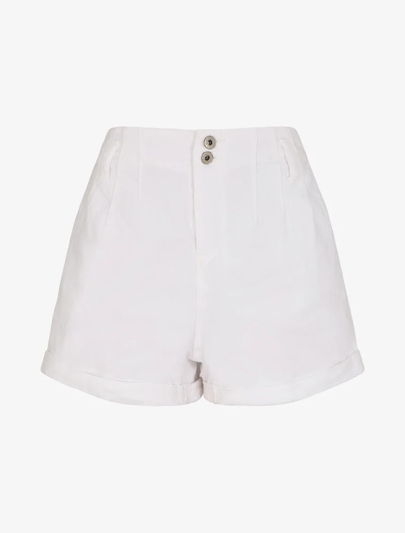 Hoch taillierte Trapezshorts - Weiß