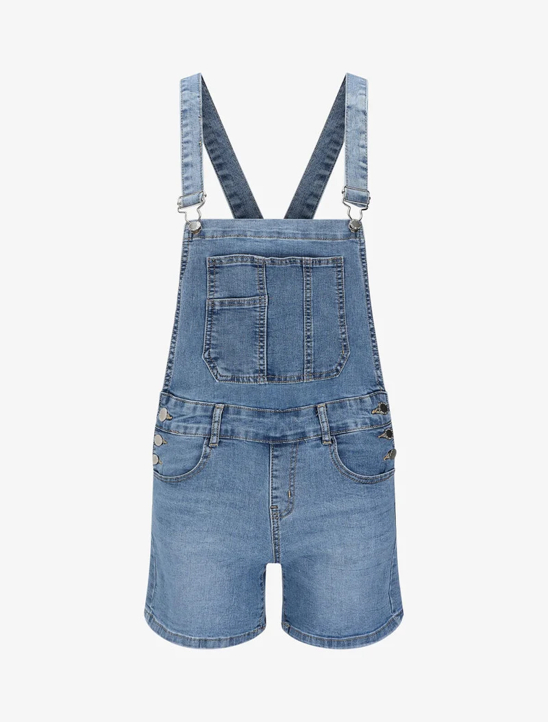 Jeans-Short-Latzhose - Hellblau