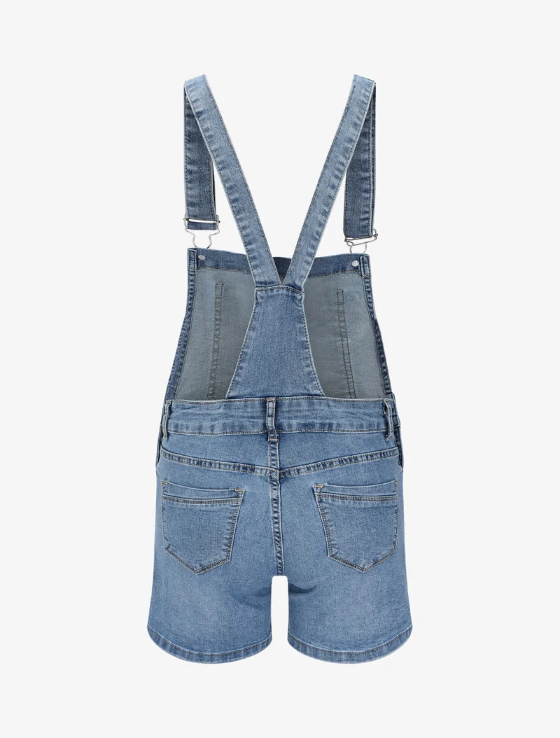 Jeans-Short-Latzhose - Hellblau