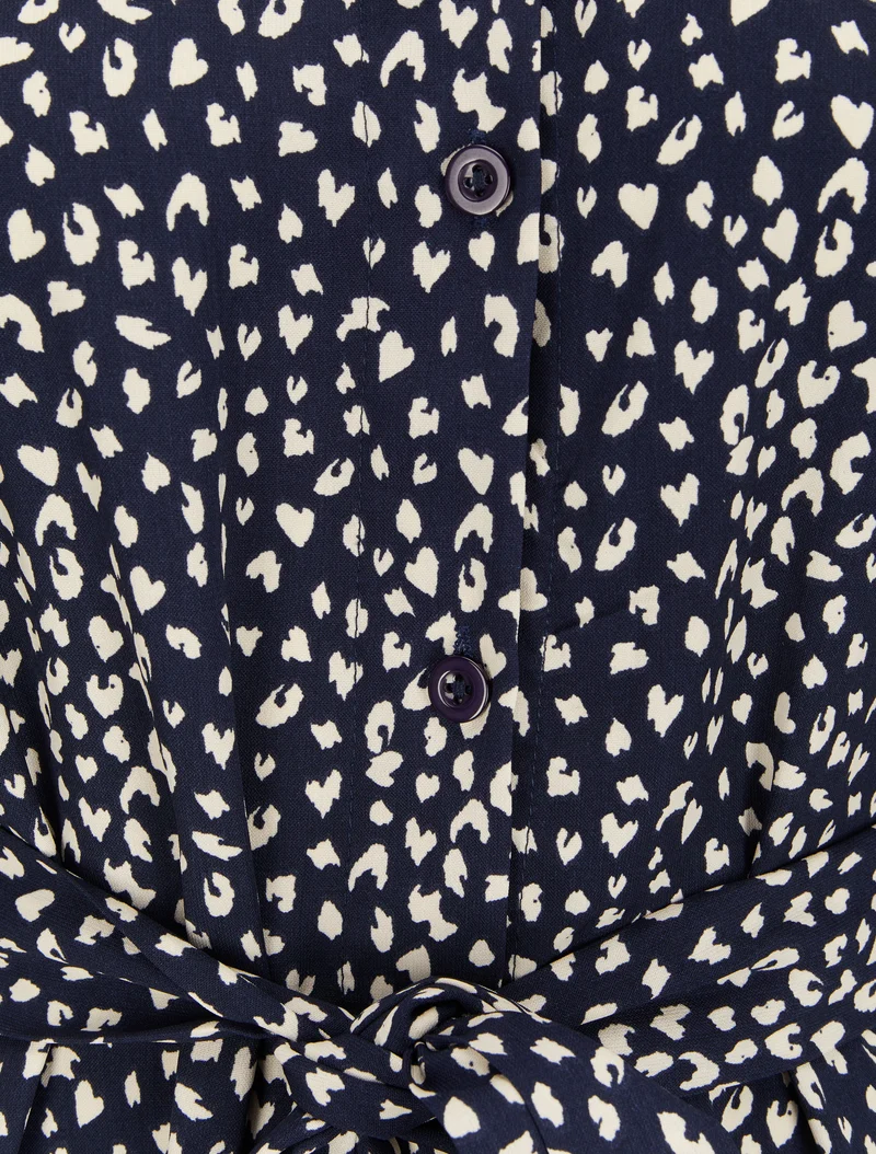 Hemdblusenkleid mit Sprenkelmuster - Marineblau