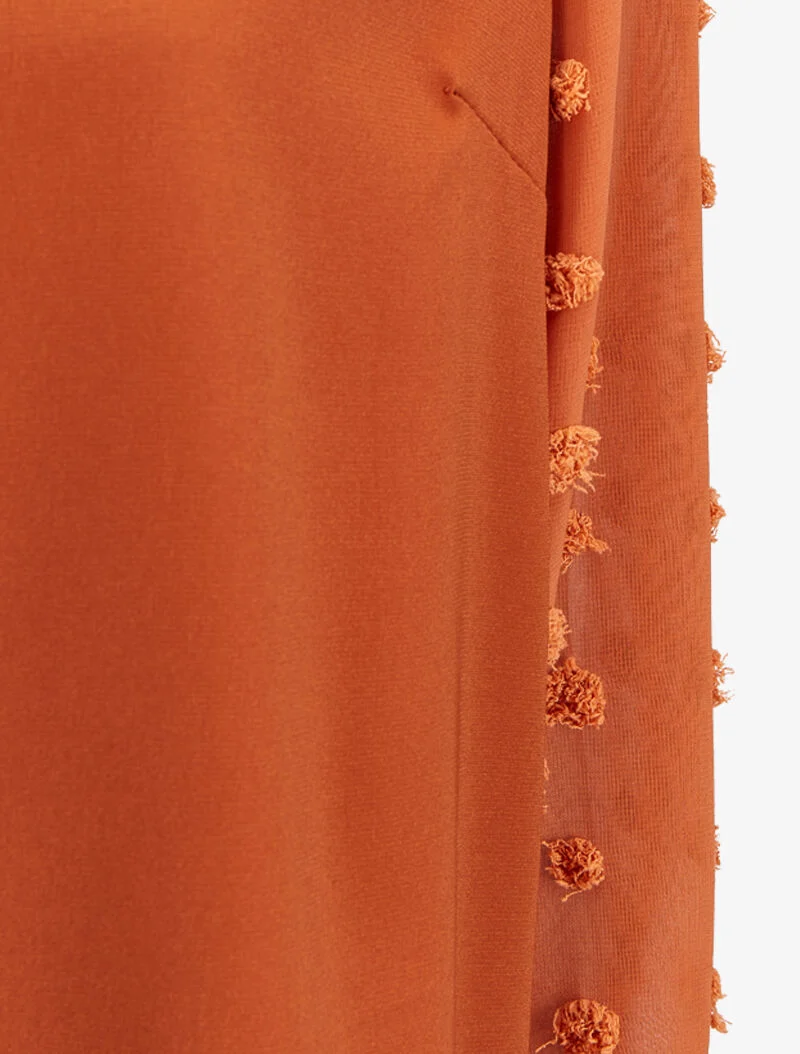Bluse mit transparenten Ärmeln im Plumetis-Stil - Rost