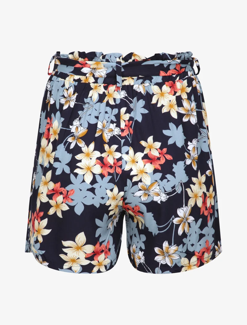 Kurzes fließendes Kleid mit Vanilleblumenmuster - Marine