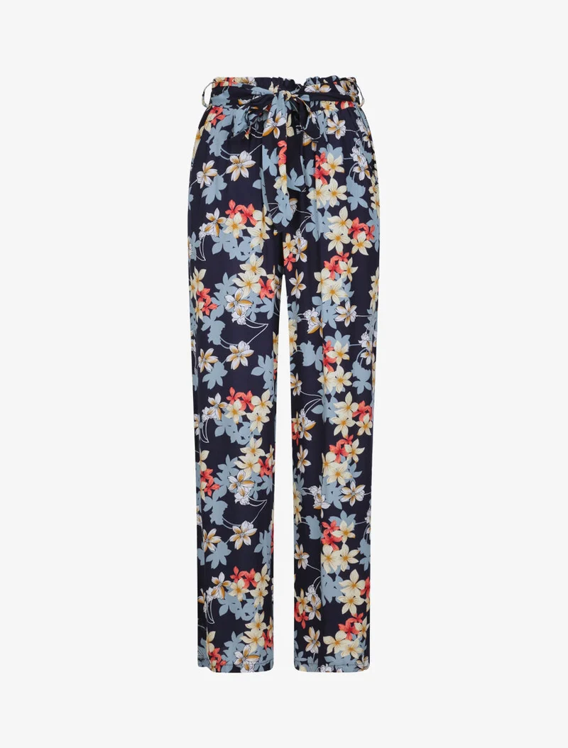 Fließende Hose mit Vanilleblumenmuster - Marine
