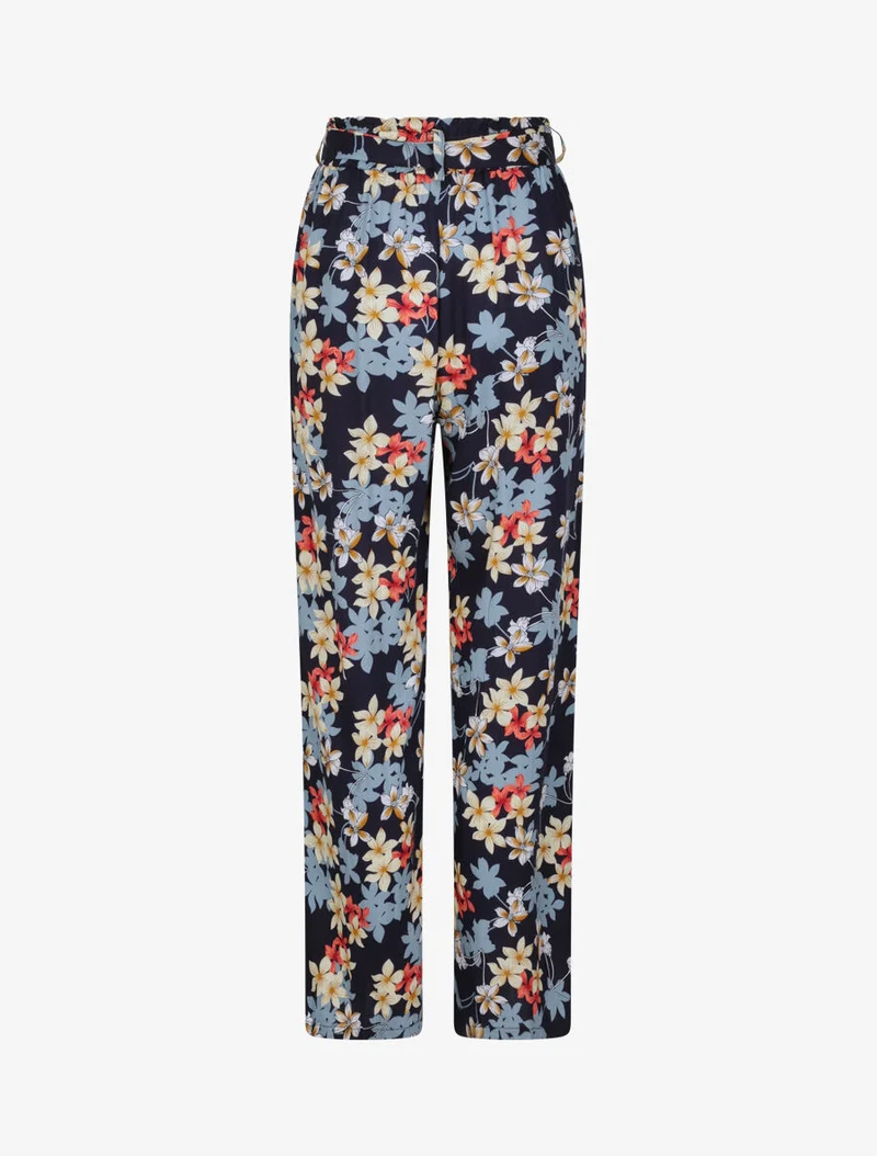 Fließende Hose mit Vanilleblumenmuster - Marine