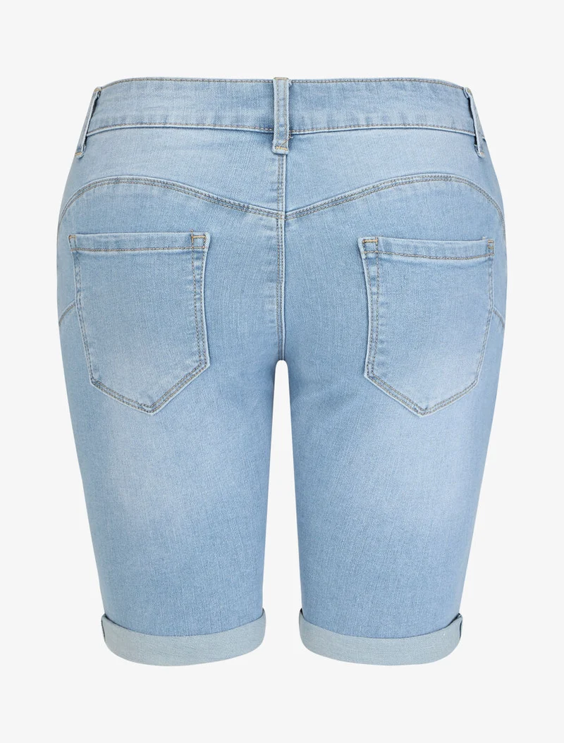 Zerrissene Bermuda Push-up enge Passform - Blau