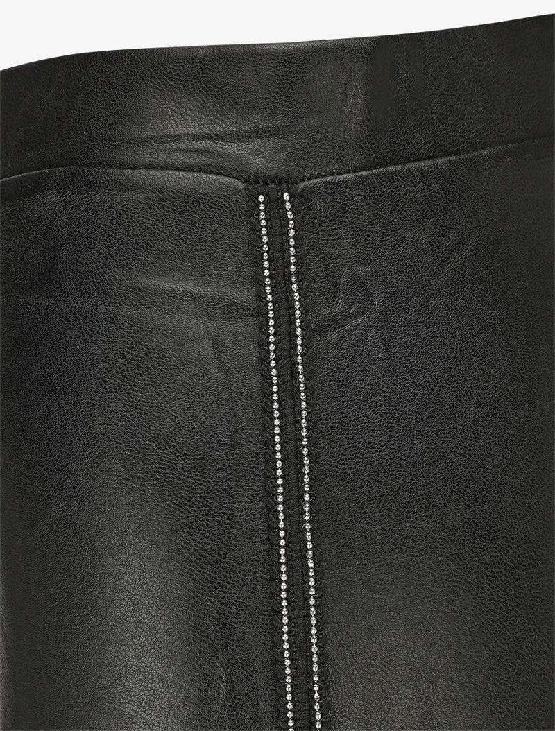 Gepunktete Kunstleder-Leggings - Schwarz