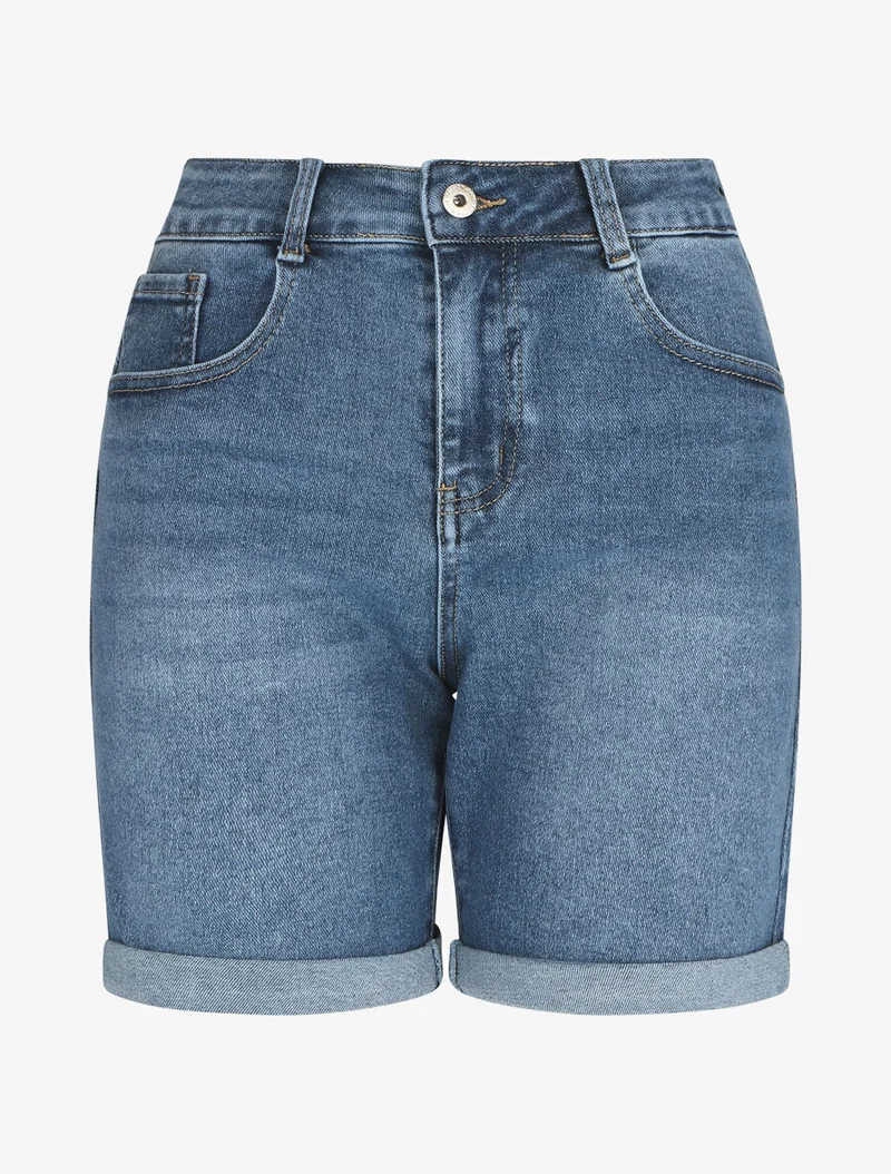 Schmal geschnittener Jeansshorts mit normaler Bundhöhe - Blau