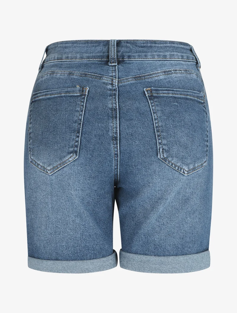 Schmal geschnittener Jeansshorts mit normaler Bundhöhe - Blau