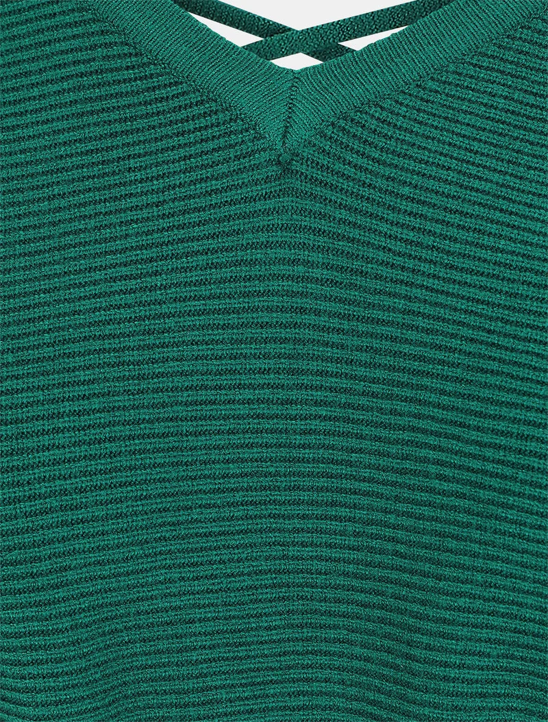 Knielanges Kleid mit Rückenausschnitt. - Tannengrün