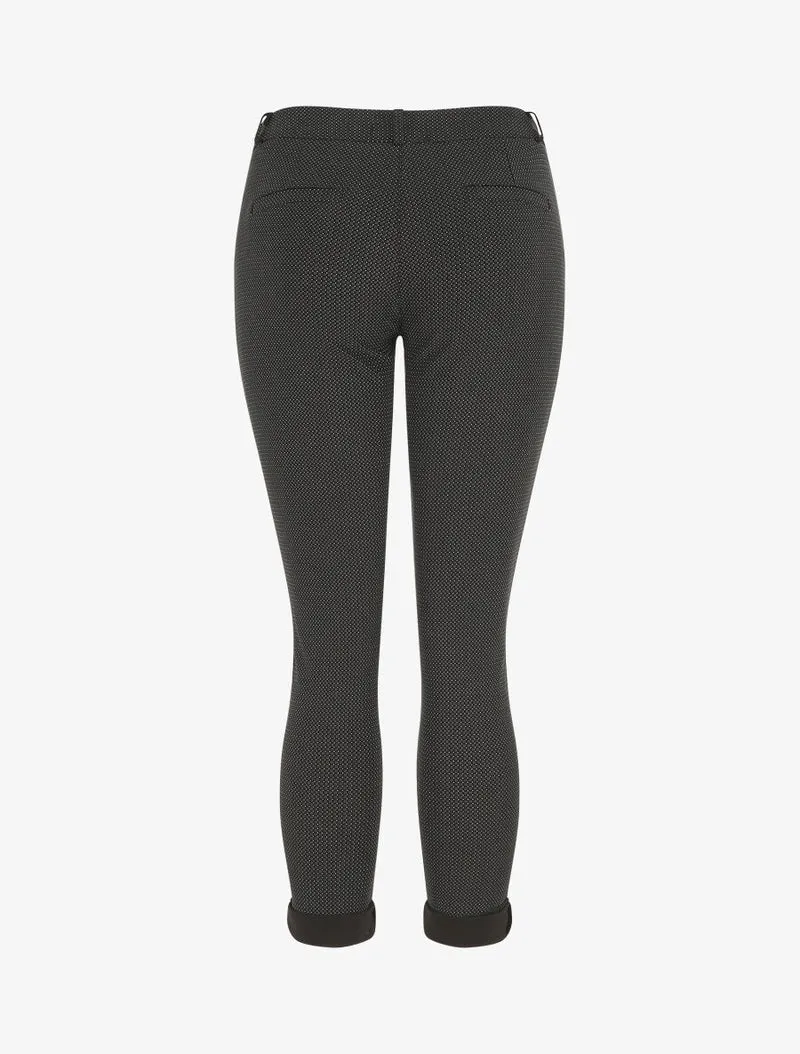 Gerade geschnittene Hose mit hohem Bund und kleinen Punkten. - Schwarz