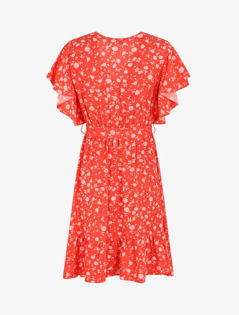 Knielanges Kleid im Skaterstil - Rot