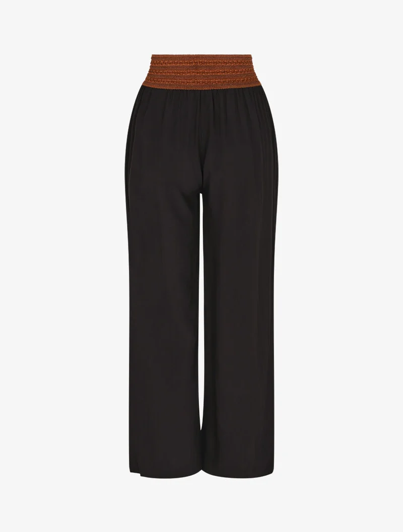 Einfarbige High-Waist-Hose im Korsett-Stil - Schwarz