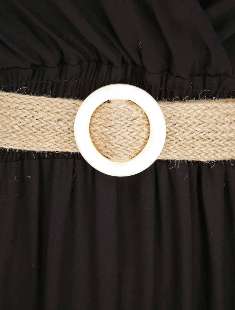 Empire-Taille figurbetontes langes Kleid - Schwarz