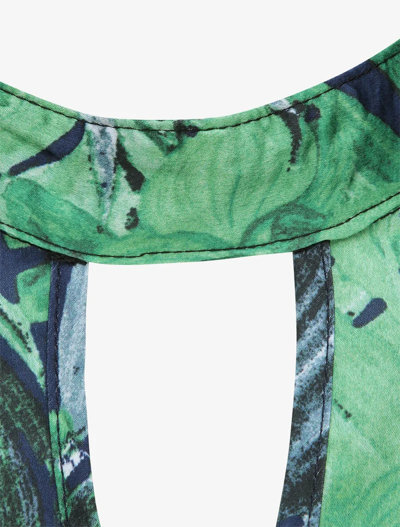 Dschungel-Print-Top mit amerikanischem Kragen - Marine