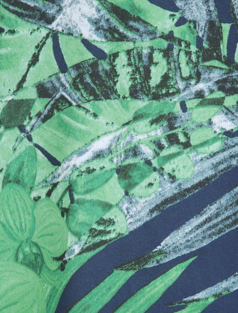 Dschungel-Print-Top mit amerikanischem Kragen - Marine