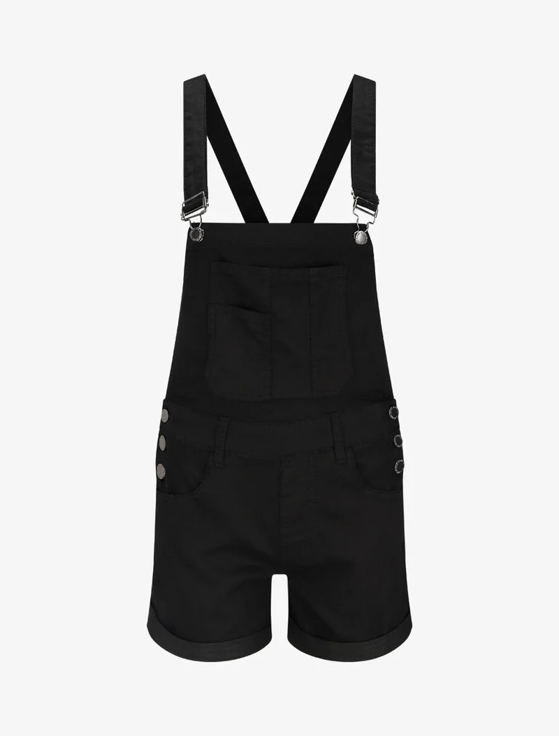 Jeans-Short-Latzhose - Schwarz
