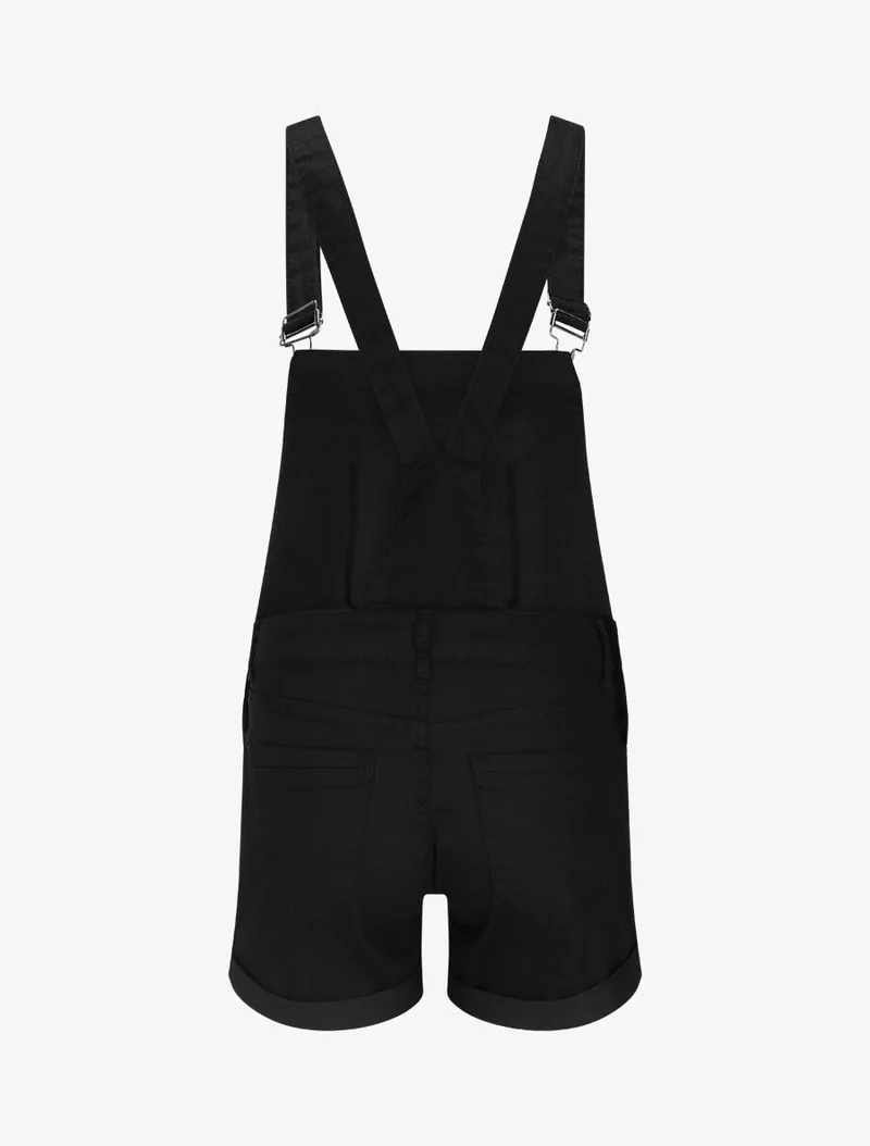 Jeans-Short-Latzhose - Schwarz