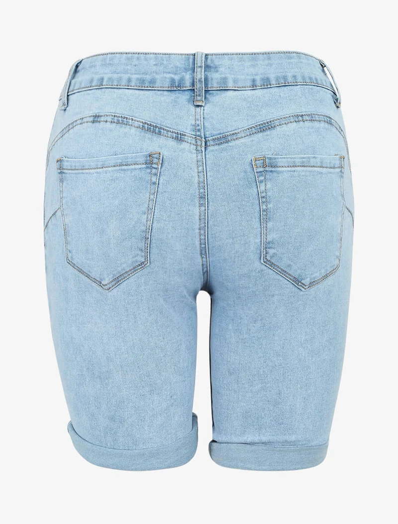 Bermuda mit Umschlag und Push-up-Effekt - Himmelblau