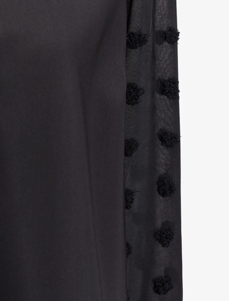 Bluse mit transparenten Ärmeln im Plumetis-Stil - Schwarz