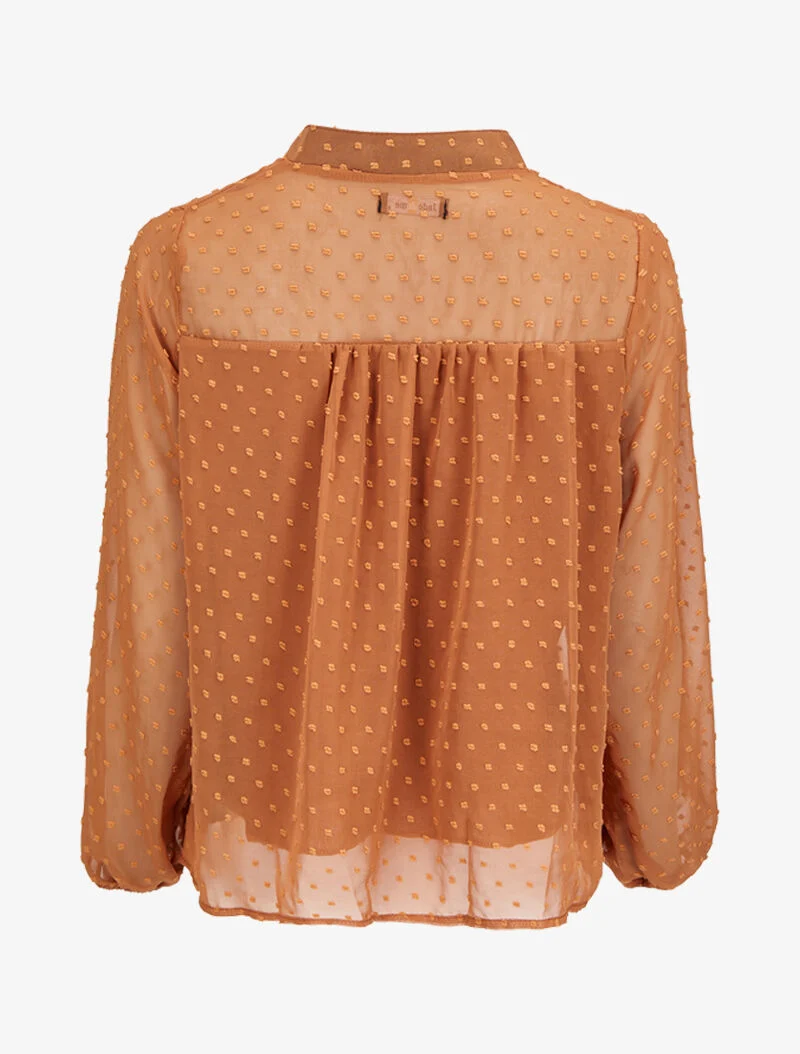 Bluse aus Plumetis mit Mao-Kragen - Kamel