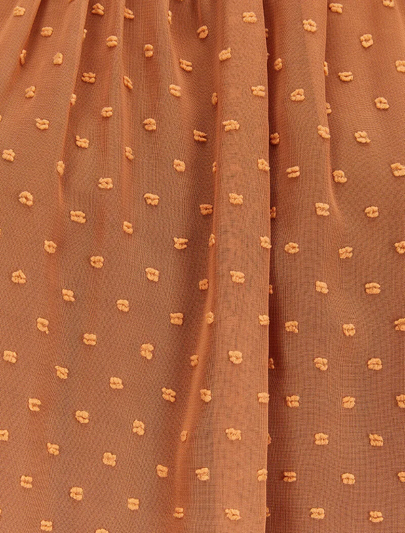 Bluse aus Plumetis mit Mao-Kragen - Kamel