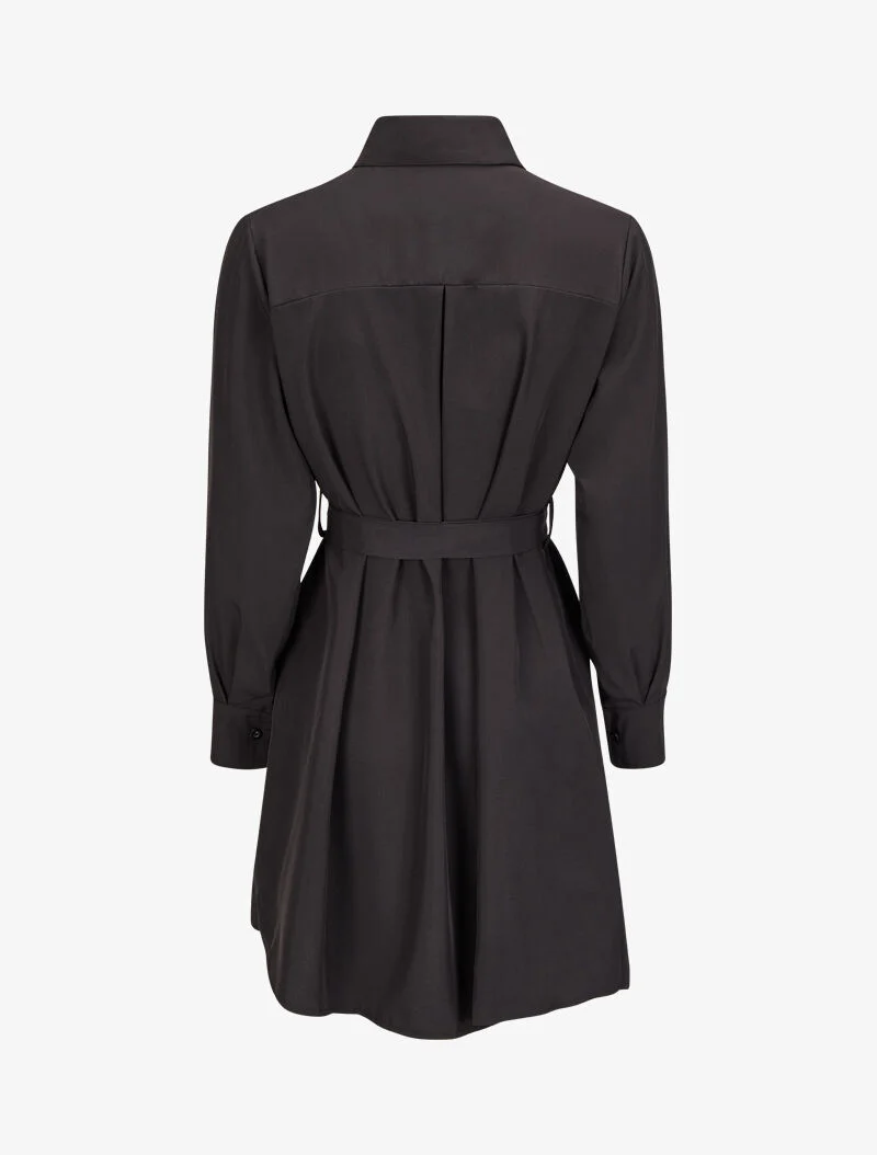 Weites Hemdkleid mit Gürtel - Schwarz
