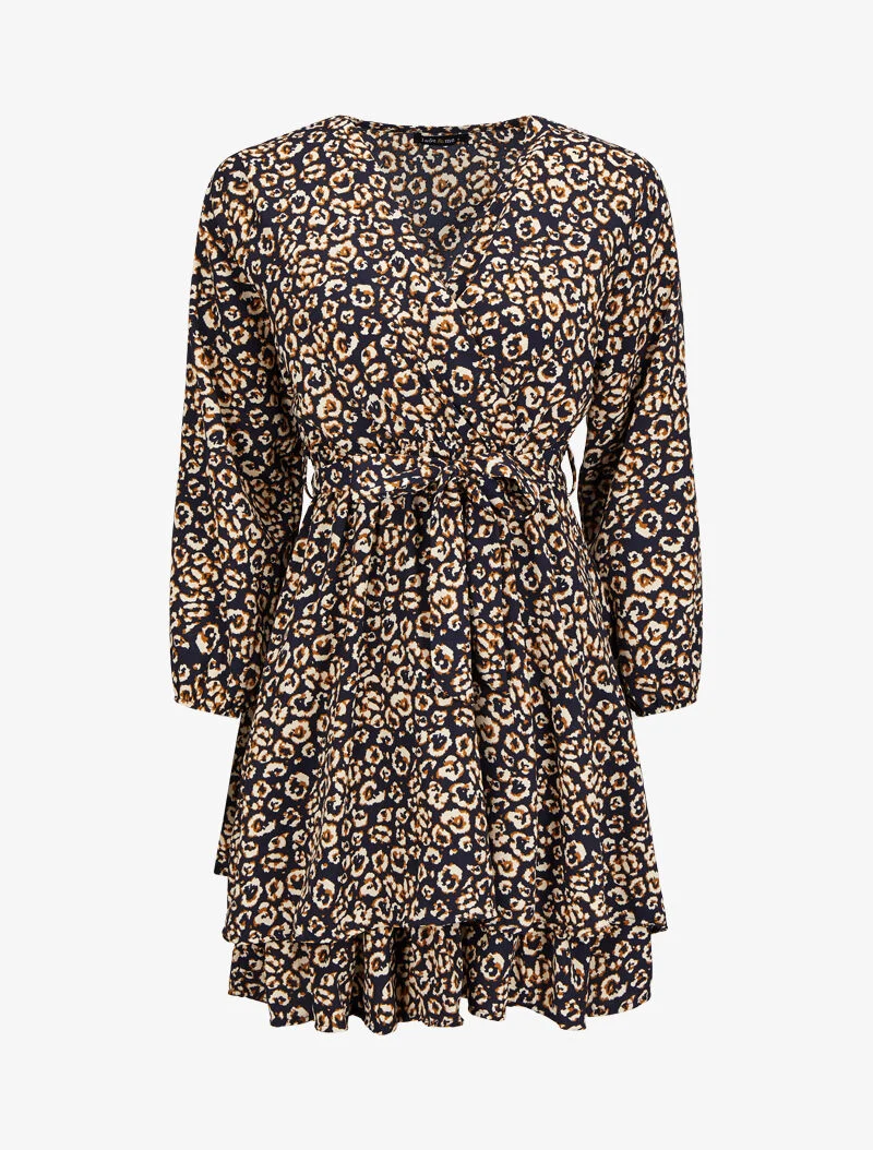 Leopardenmuster Skaterkleid - Marine