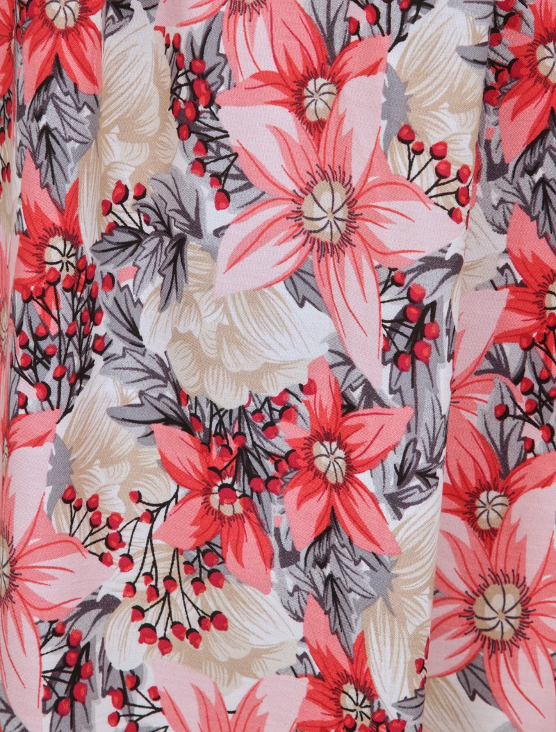 Skaterkleid mit Mehrblumenmuster - Rose