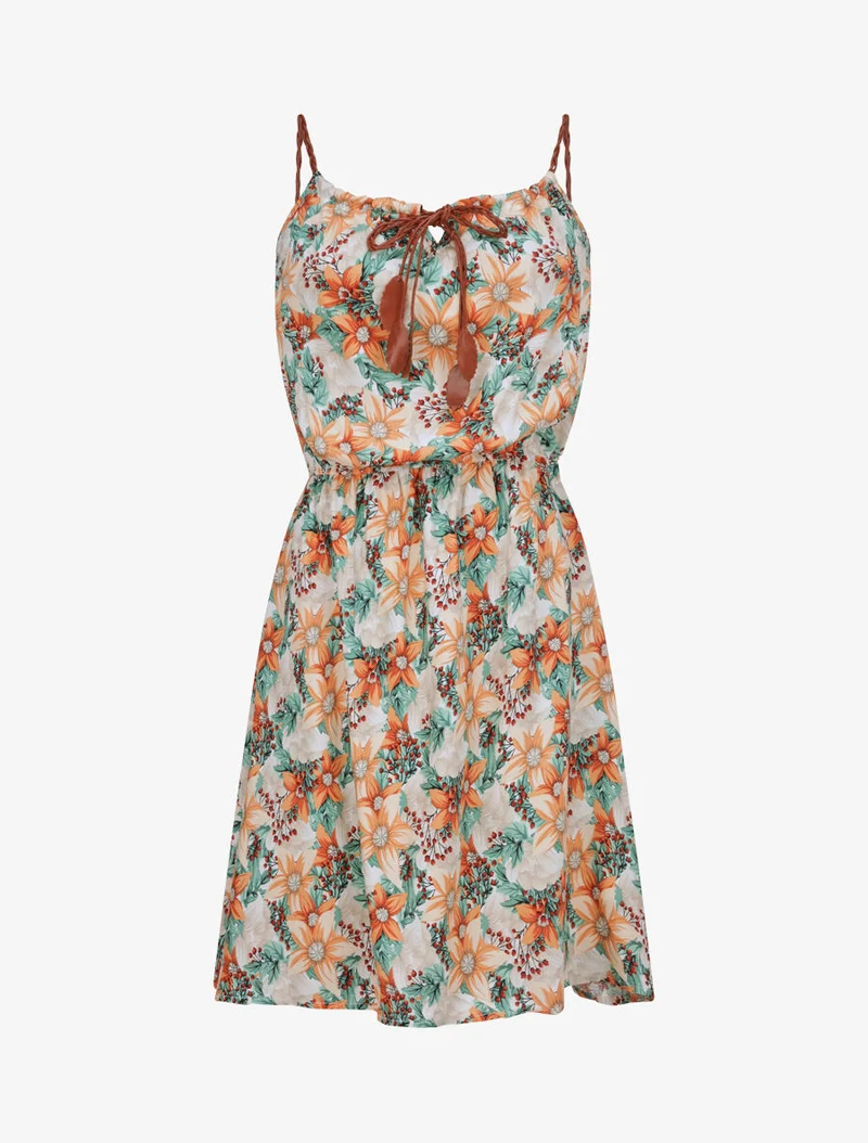 Skaterkleid mit Mehrblumenmuster - Grün