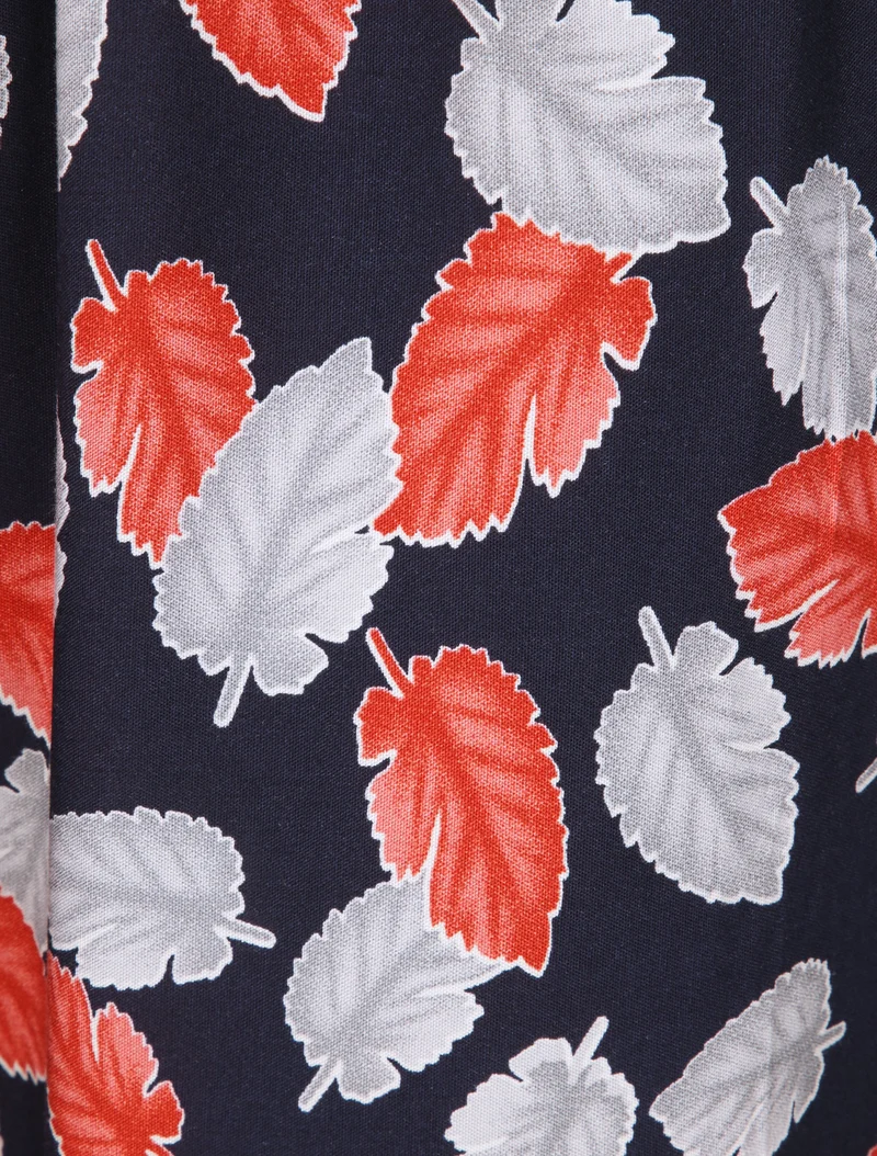 Haremshose mit Herbstblätter-Print - Marine