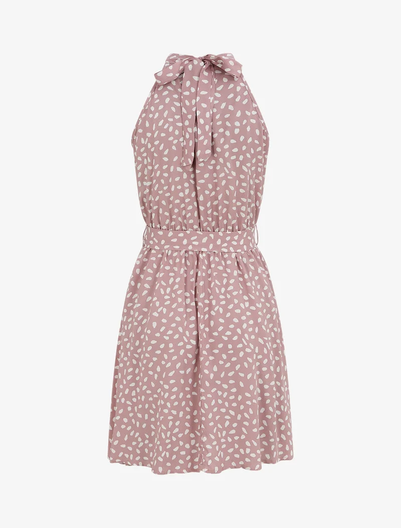 Tailliertes Kleid mit gesprenkeltem Muster - Hellrosa