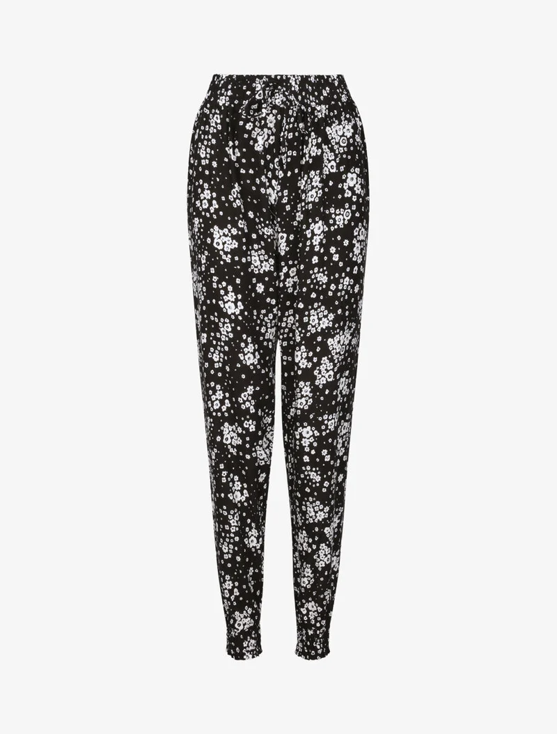 Haremhose mit Gänseblümchenmuster - Schwarz