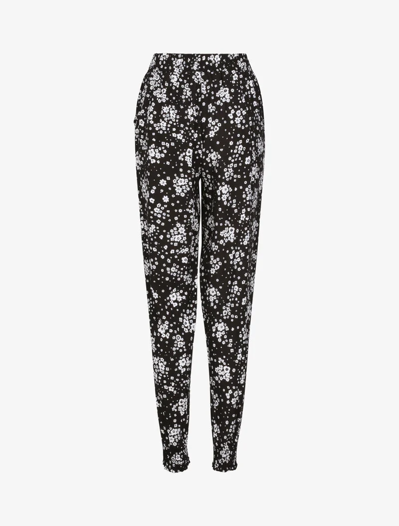 Haremhose mit Gänseblümchenmuster - Schwarz