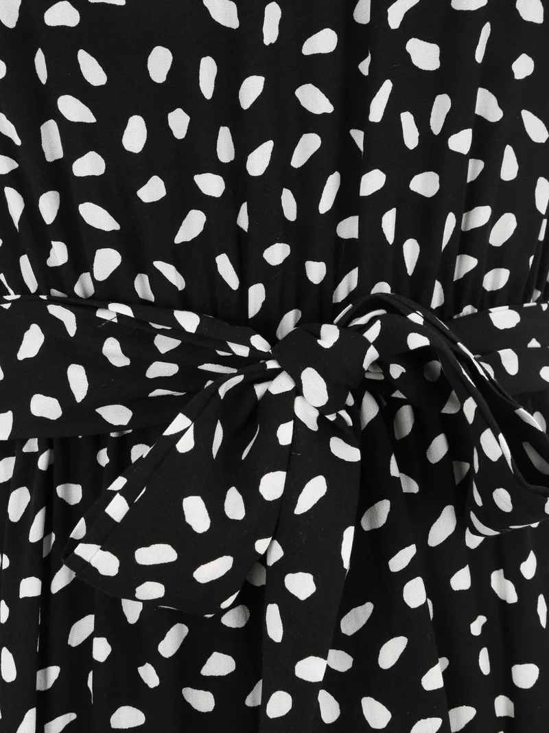 Tailliertes Kleid mit gesprenkeltem Muster - Schwarz