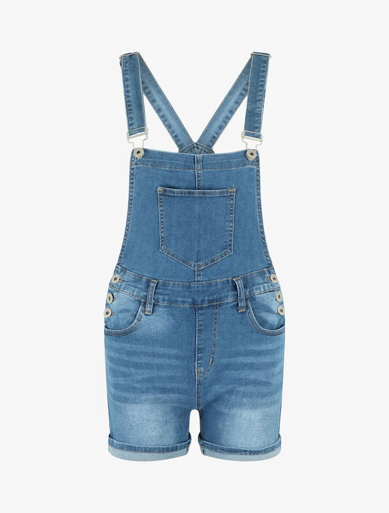 Kurze Jeans-Latzhose - Blau