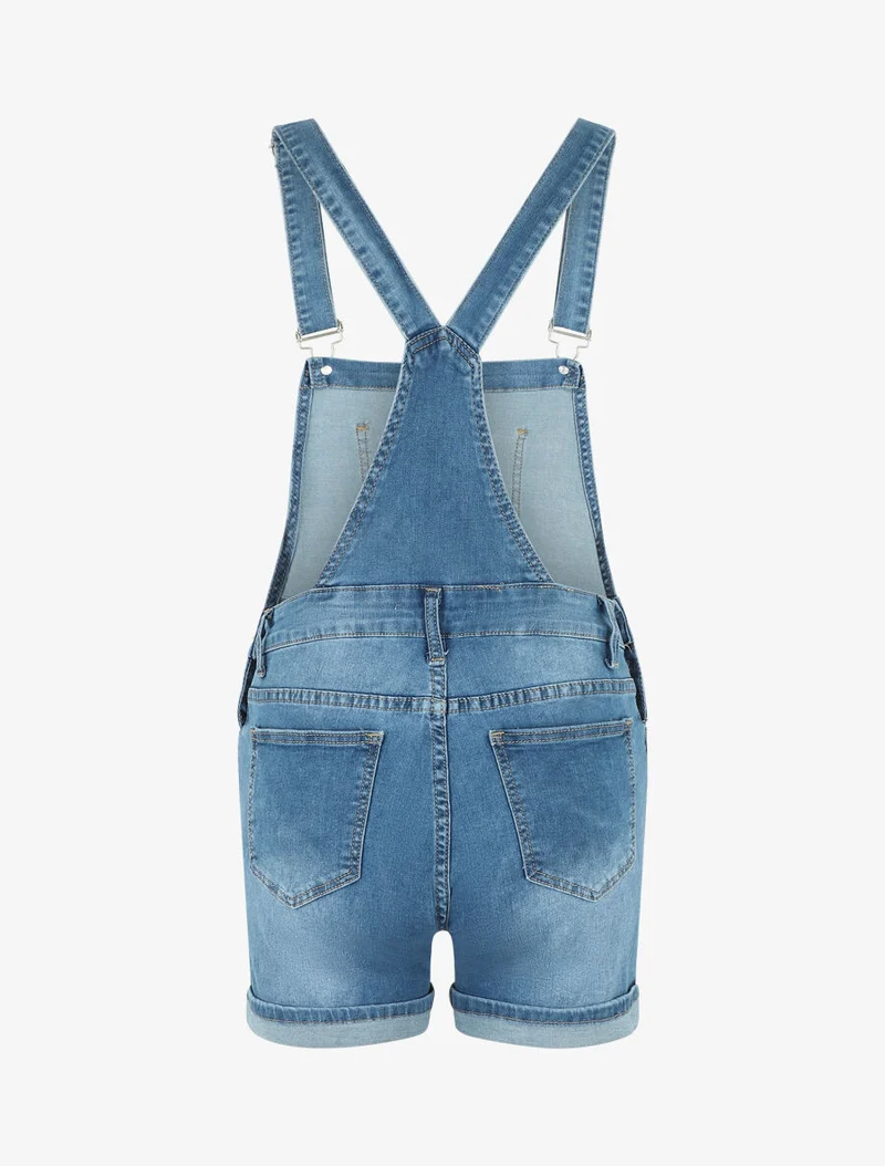 Kurze Jeans-Latzhose - Blau