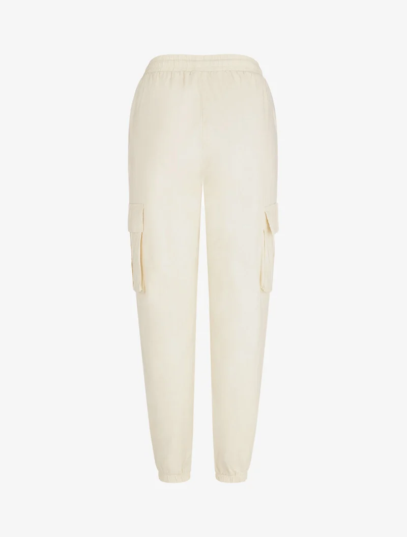 Hoch taillierte Cargo-Hose - Ecru