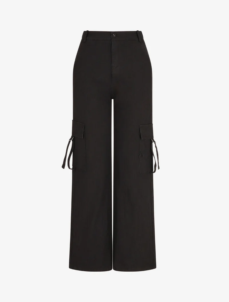 Cargohose mit Bändern - Schwarz