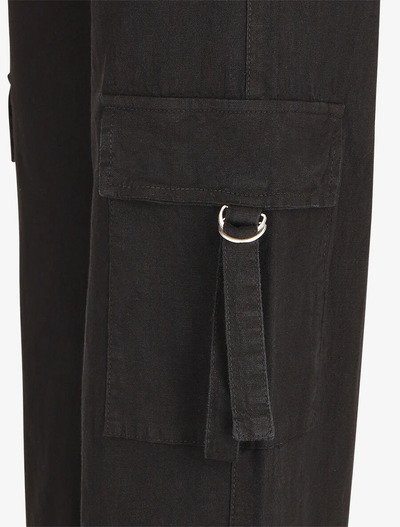 Cargohose mit Bändern - Schwarz